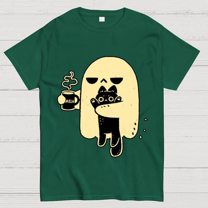Cute Ghost Holding Cat Geek T-Shirt