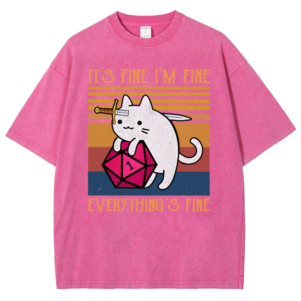 Cat It's Fine I'm Fine Everything's Fine Vintage Distressed T-shirt