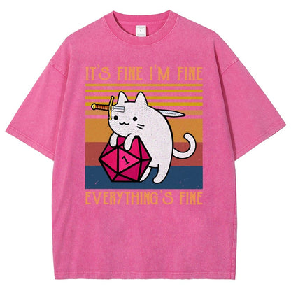 Cat It's Fine I'm Fine Everything's Fine Vintage Distressed T-shirt