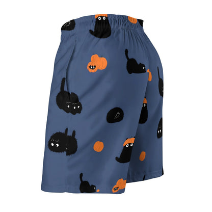 Halloween Pumpkin Black Cat Geek Shorts