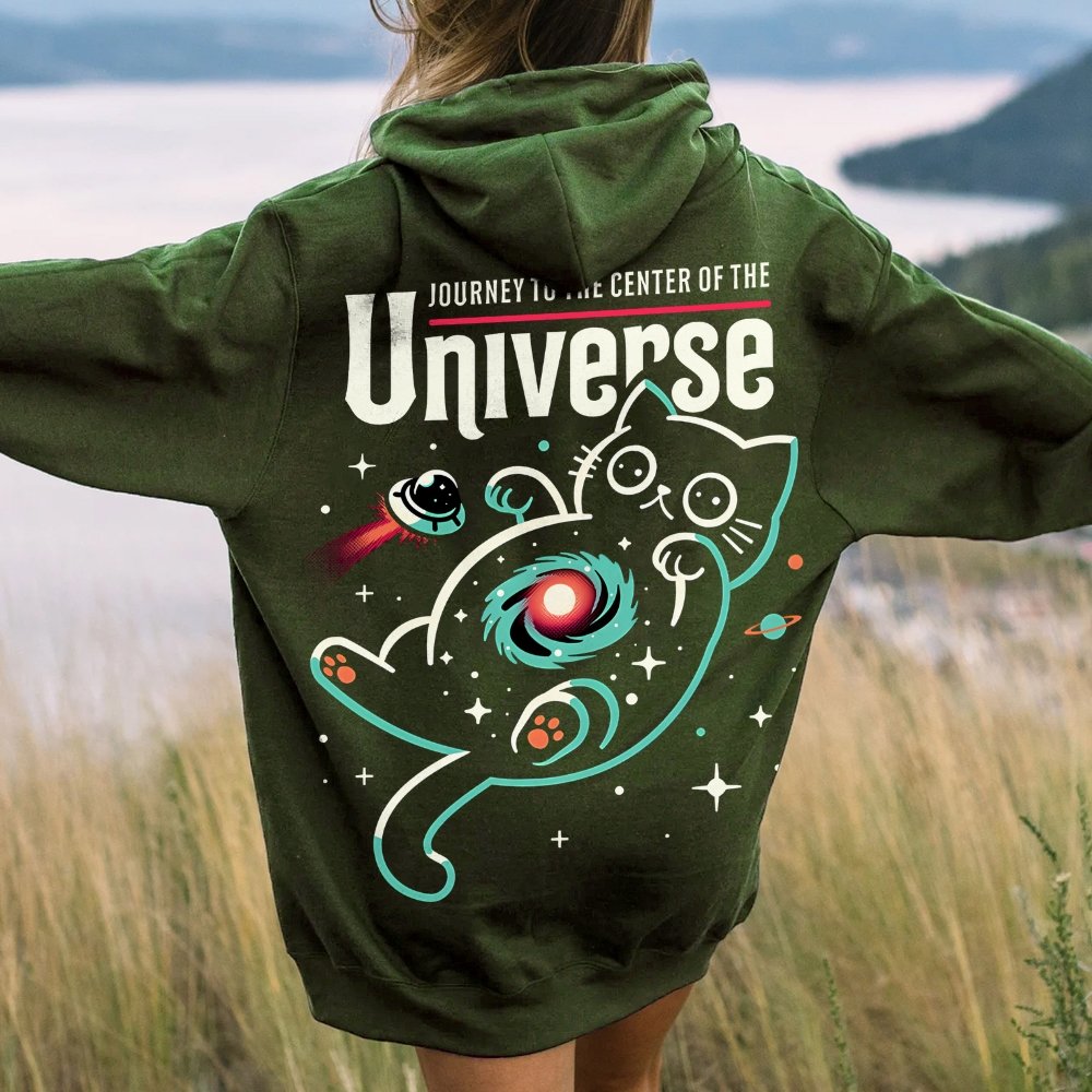 Journey to the Center of the Universe Geek Printed Back Cotton Hoodie