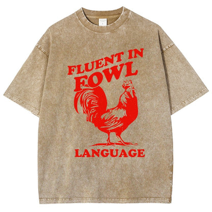 Chicken Turkey Fluent In Fowl Language Vintage Distressed T-shirt
