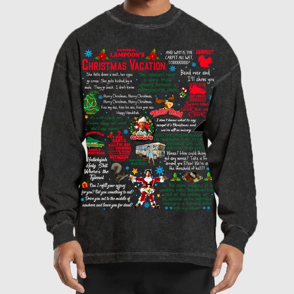 Holiday Vacation Quote Washed Long Sleeve Tee