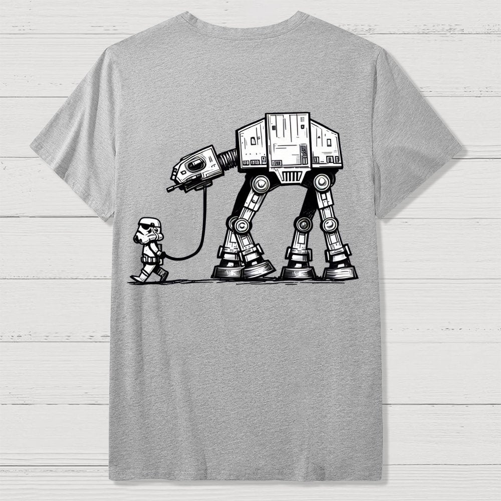 Galactic Robot Dog-Planetary Battles Front And Back Printing Geek T-Shirt