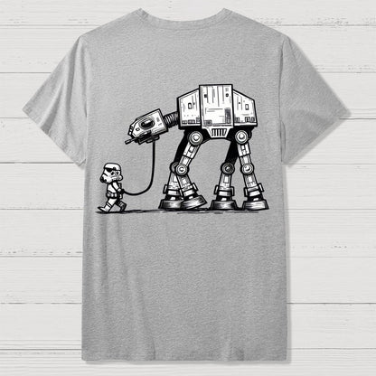 Galactic Robot Dog-Planetary Battles Front And Back Printing Geek T-Shirt