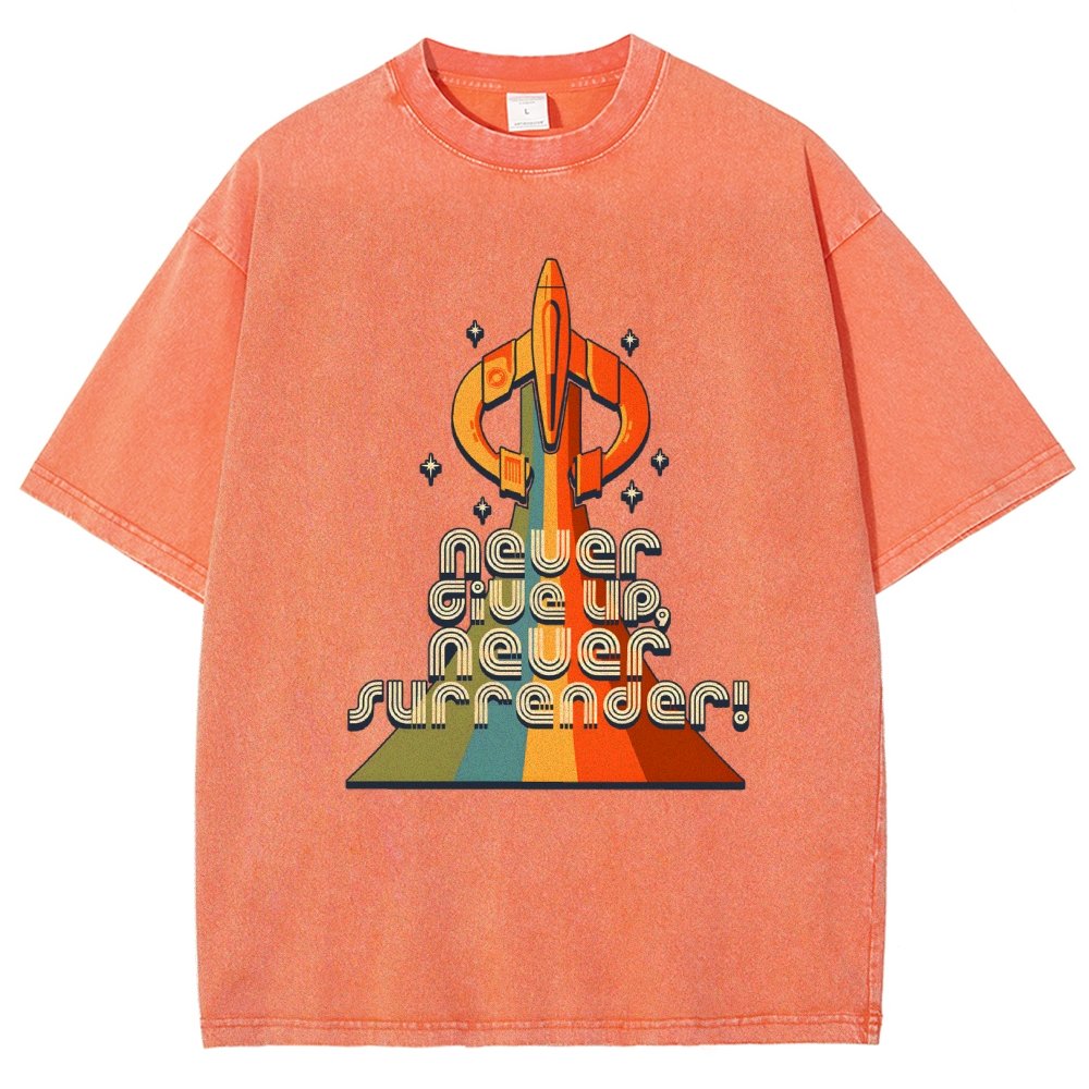 Retro Quest Never give up, never surrender! Vintage Distressed T-shirt