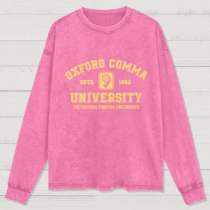 Oxford Comma University Washed Long Sleeve Tee