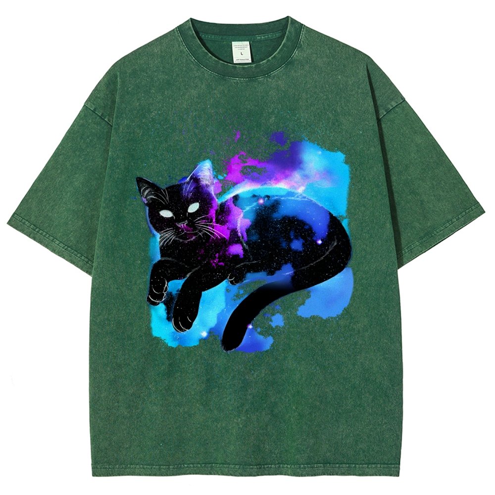 Space Cat Vintage Distressed T-shirt