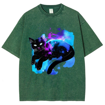 Space Cat Vintage Distressed T-shirt