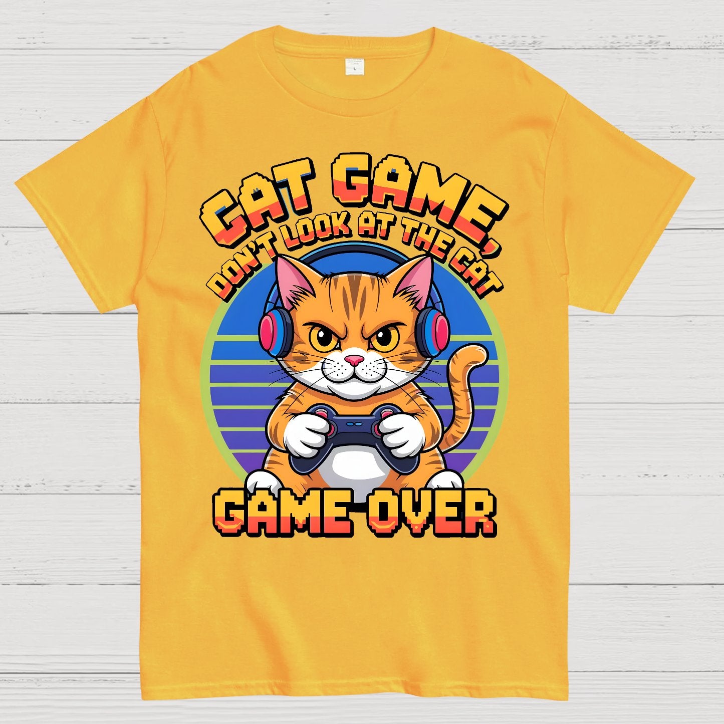 Funny Cat Game-Game Over Geek T-Shirt