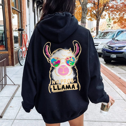 No probllama Printed Back Unisex Cotton Hoodie