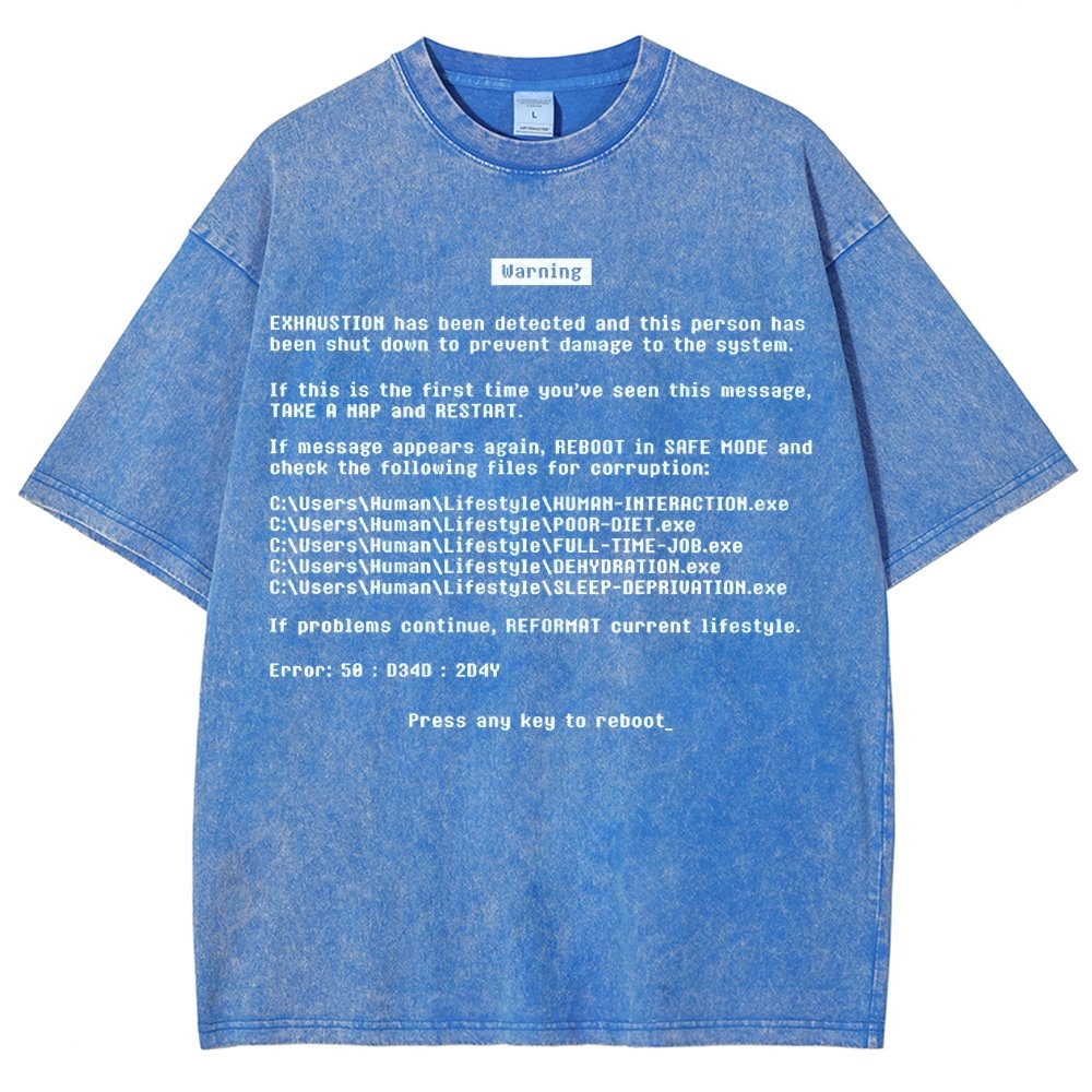Blue Screen of Exhaustion Vintage Distressed T-shirt