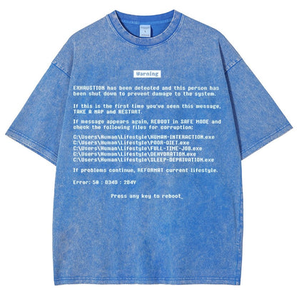 Blue Screen of Exhaustion Vintage Distressed T-shirt