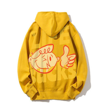 Life Sucks Printed Back Cotton Hoodie