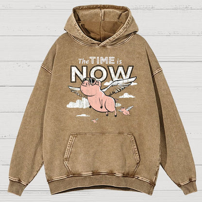 The Time Is Now Vintage Distressed Hoodie