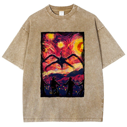 Monster In Starry Night Vintage Distressed T-shirt