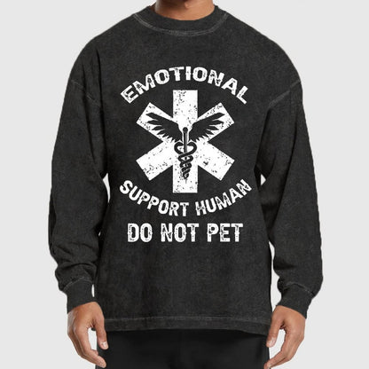 Emotional Support Human Do Not Pet Washed Long Sleeve Tee
