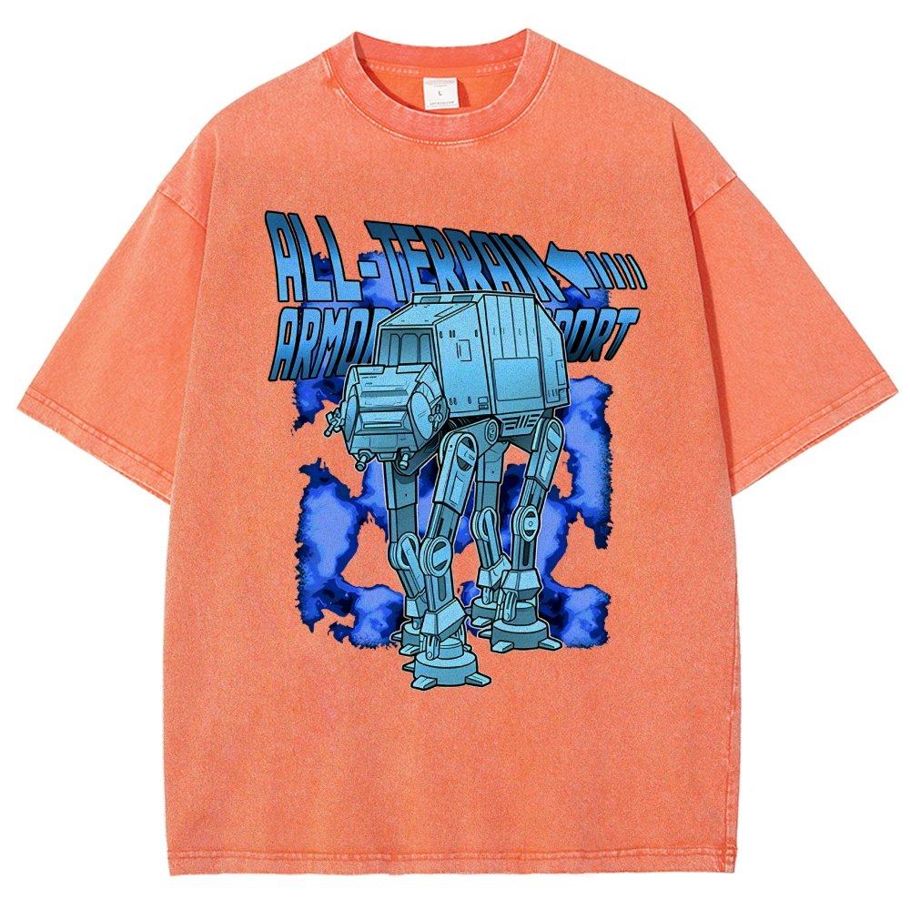 Mega Terrain Mecha Transport Vintage Distressed T-shirt