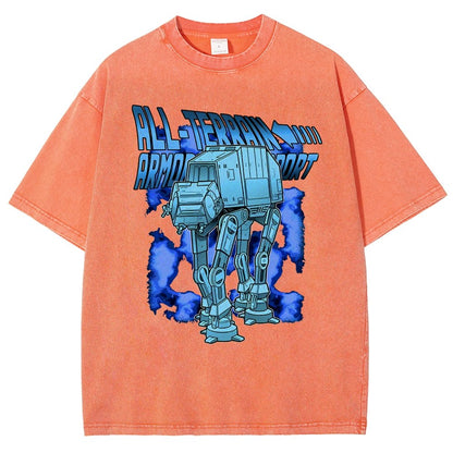 Mega Terrain Mecha Transport Vintage Distressed T-shirt