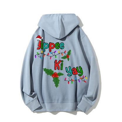 Yippee Ki Yay Christmas Printed Back Cotton Hoodie