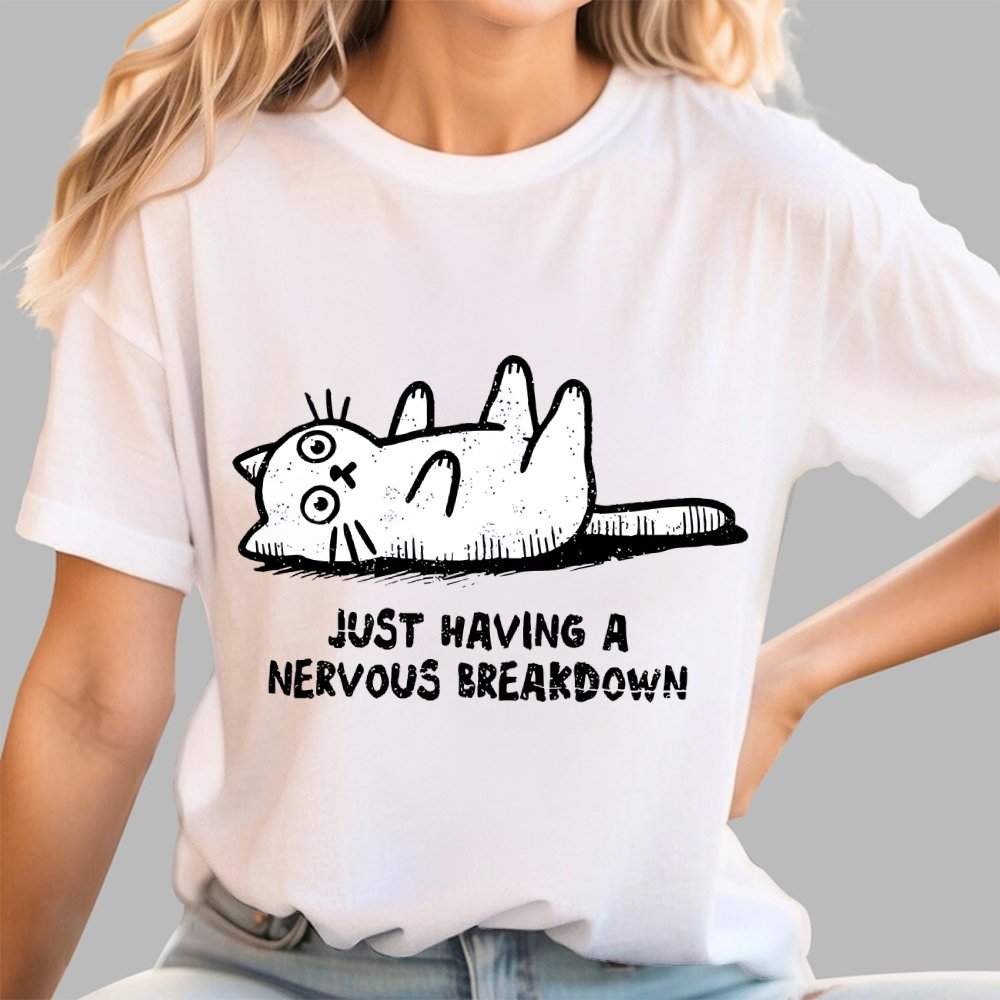 Nervous Breakdown Cat Geek T-Shirt