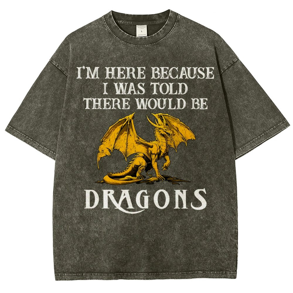 I'm Here Because I Was Told There Would Be Dragons Vintage Distressed T-shirt
