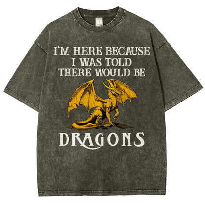 I'm Here Because I Was Told There Would Be Dragons Vintage Distressed T-shirt