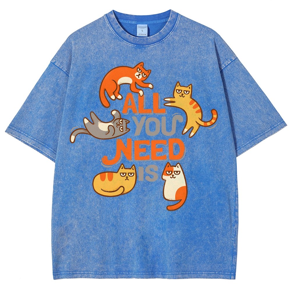 All You Need Is Cat Vintage Distressed T-shirt