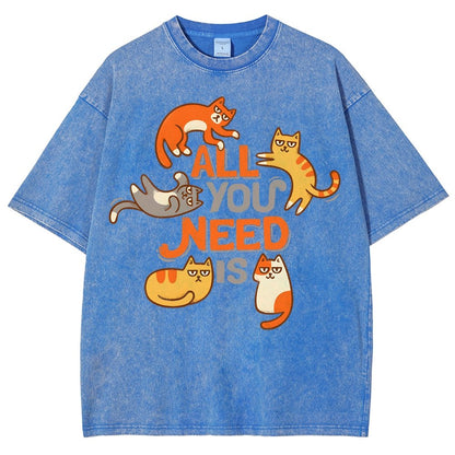 All You Need Is Cat Vintage Distressed T-shirt