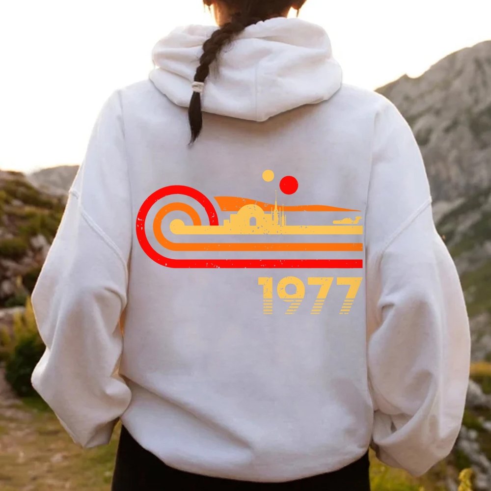 Retro Vintage Desert Planet Printed Back Unisex Cotton Hoodie
