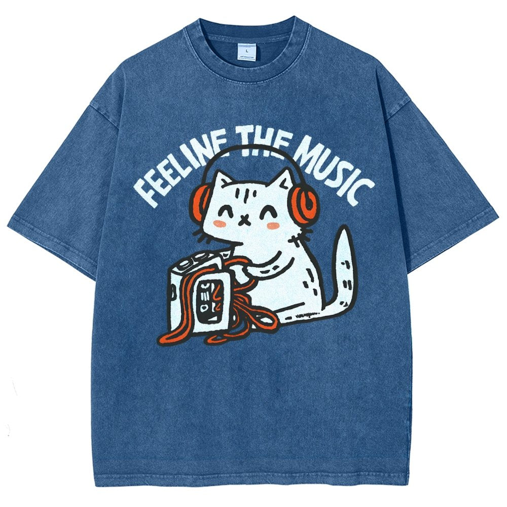 Feeline the Music Vintage Distressed T-shirt