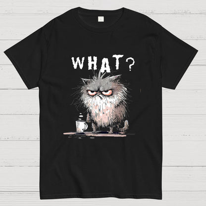 Bad Temper Feline With Coffee Grumpily Catty Funny T-Shirt