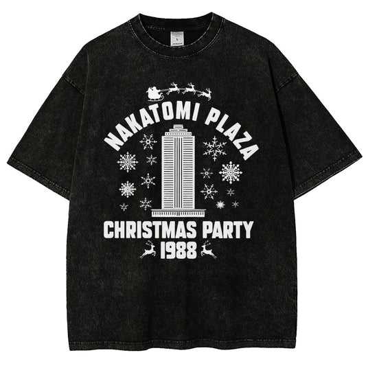 Nakatomi Christmas Party Vintage Distressed T-shirt