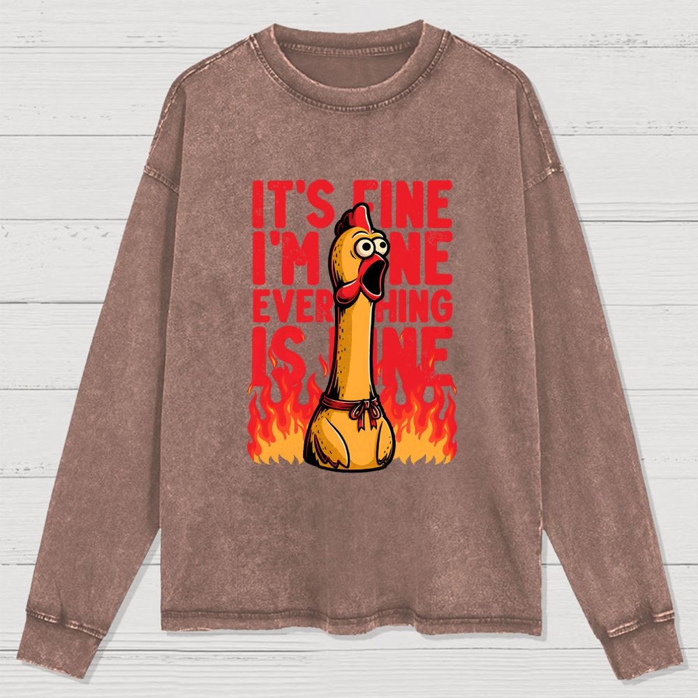 Chicken Fine Burn Washed Long Sleeve Tee