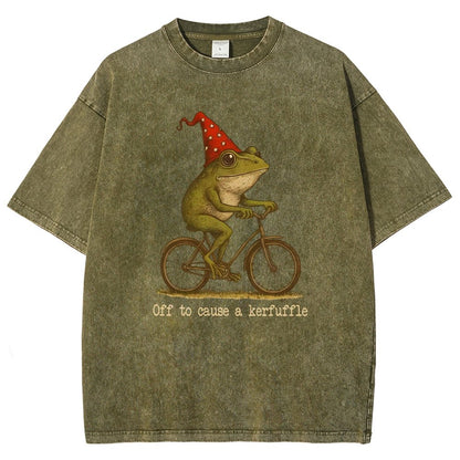 Off to Cause a Kerfuffle Frog Vintage Distressed T-shirt