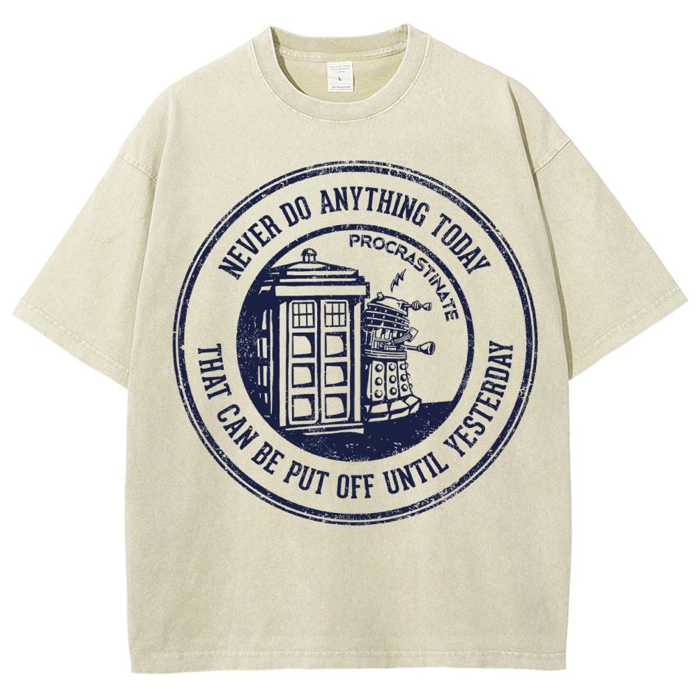 Time Travel Procrastination Vintage Distressed T-shirt