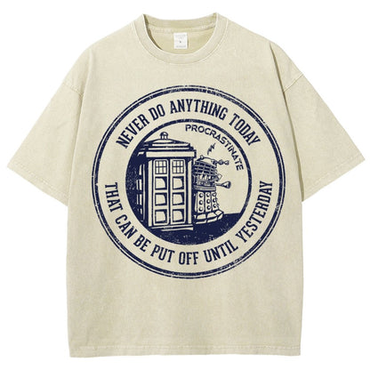 Time Travel Procrastination Vintage Distressed T-shirt