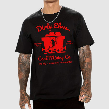 Dirty Elves Coal Mining Company Christmas Humor Geek T-Shirt