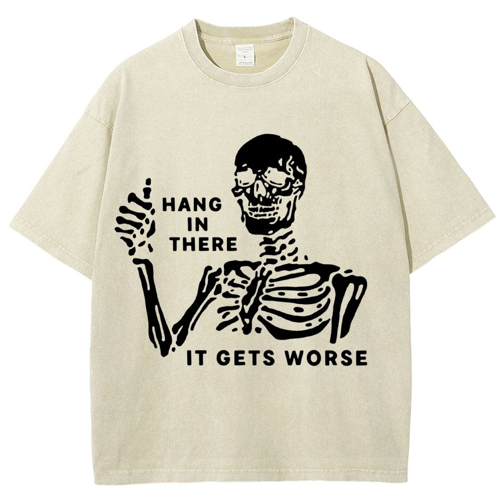 Hang In There Skeleton Vintage Distressed T-shirt