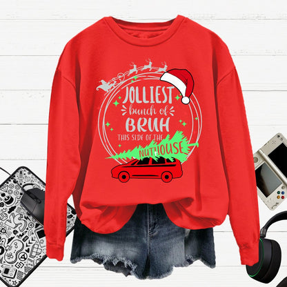 Jolliest Bunch Of Bruh Christmas Cotton Pullover Sweatshirt
