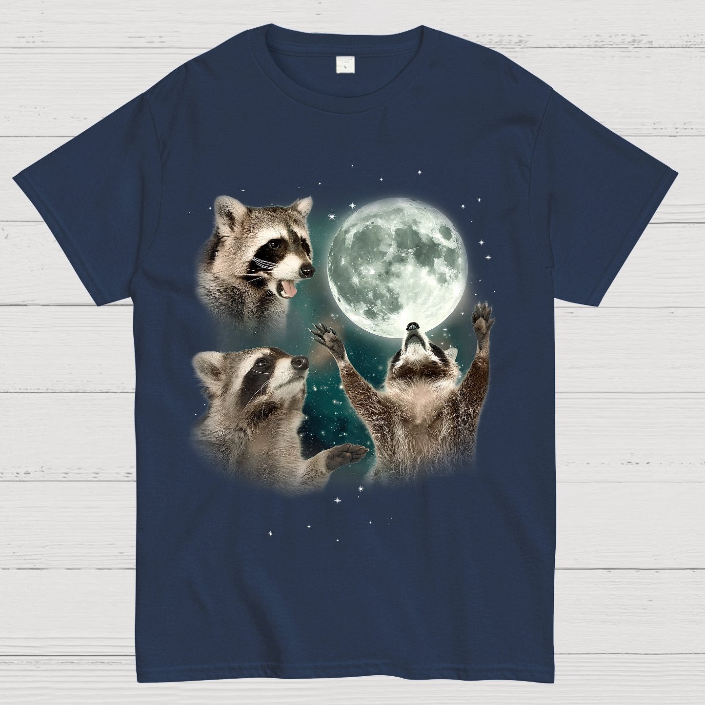Three Raccoons Moon Geeky T-Shirt