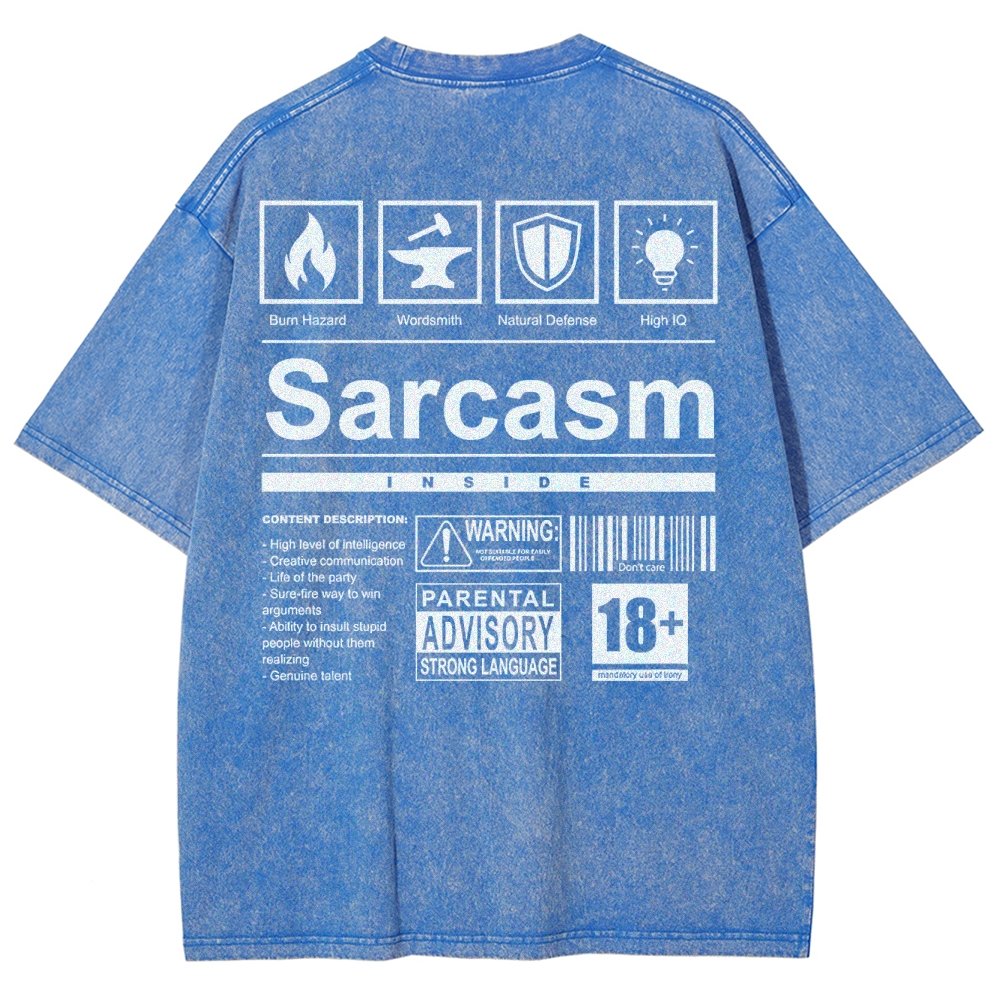 Sarcasm Label Washed T-Shirt