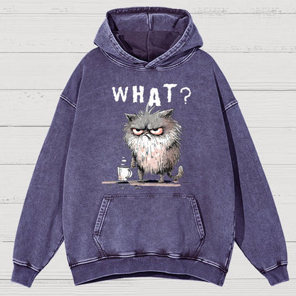 Bad Temper Feline With Coffee Grumpily Catty Funny Vintage Distressed Hoodie