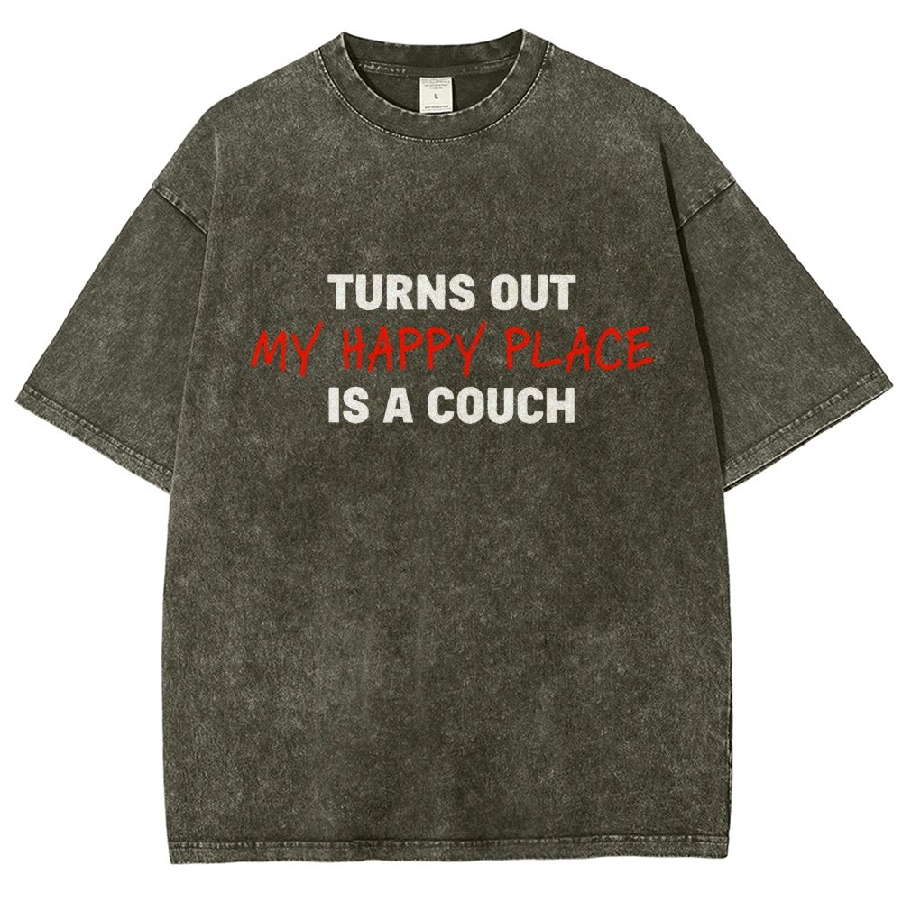 My Happy Place Is A Couch Vintage Distressed T-shirt