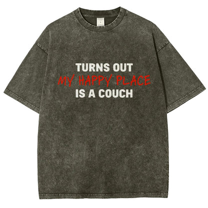 My Happy Place Is A Couch Vintage Distressed T-shirt