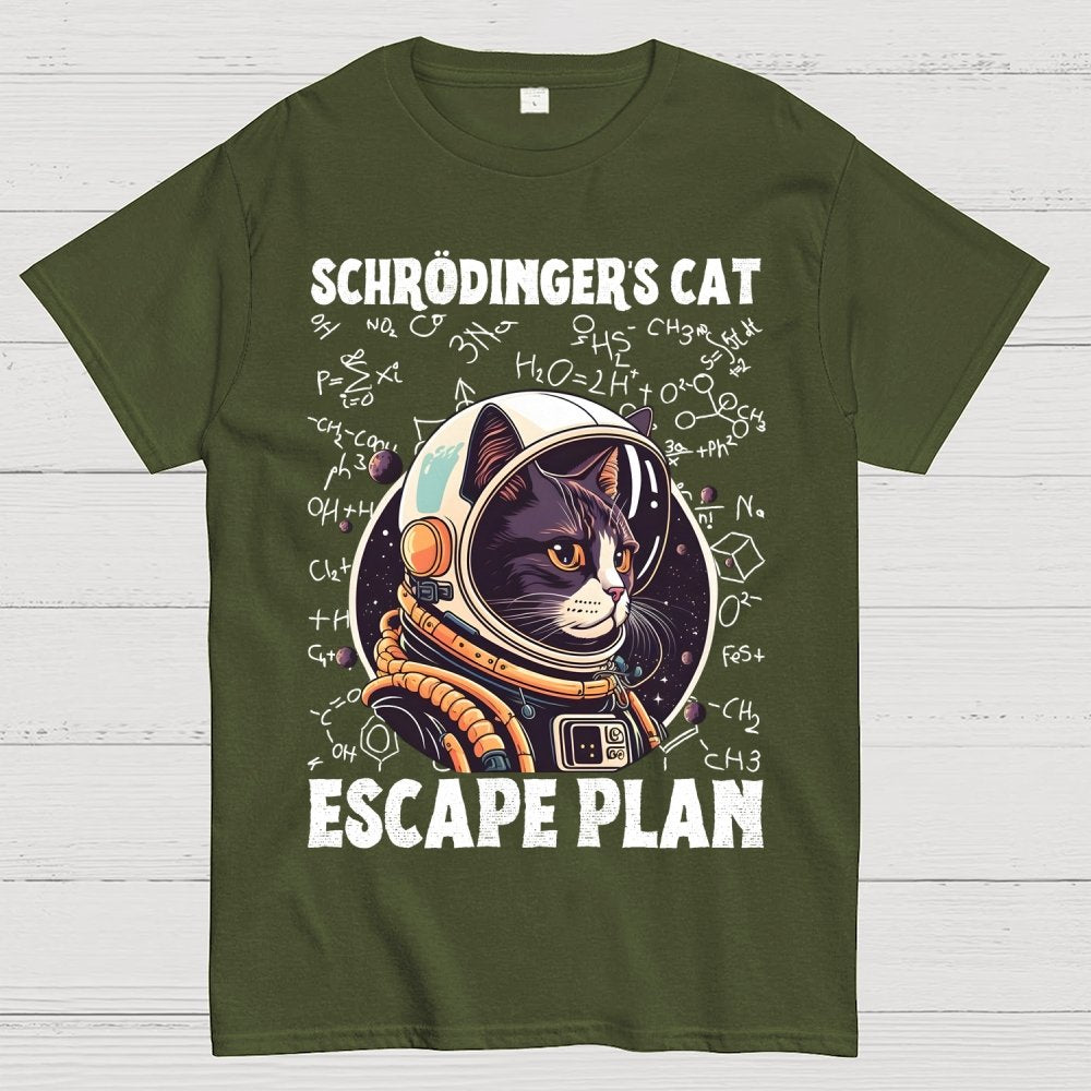 Funny Schrödinger's Cat Escape Plan Science Geek T-Shirt