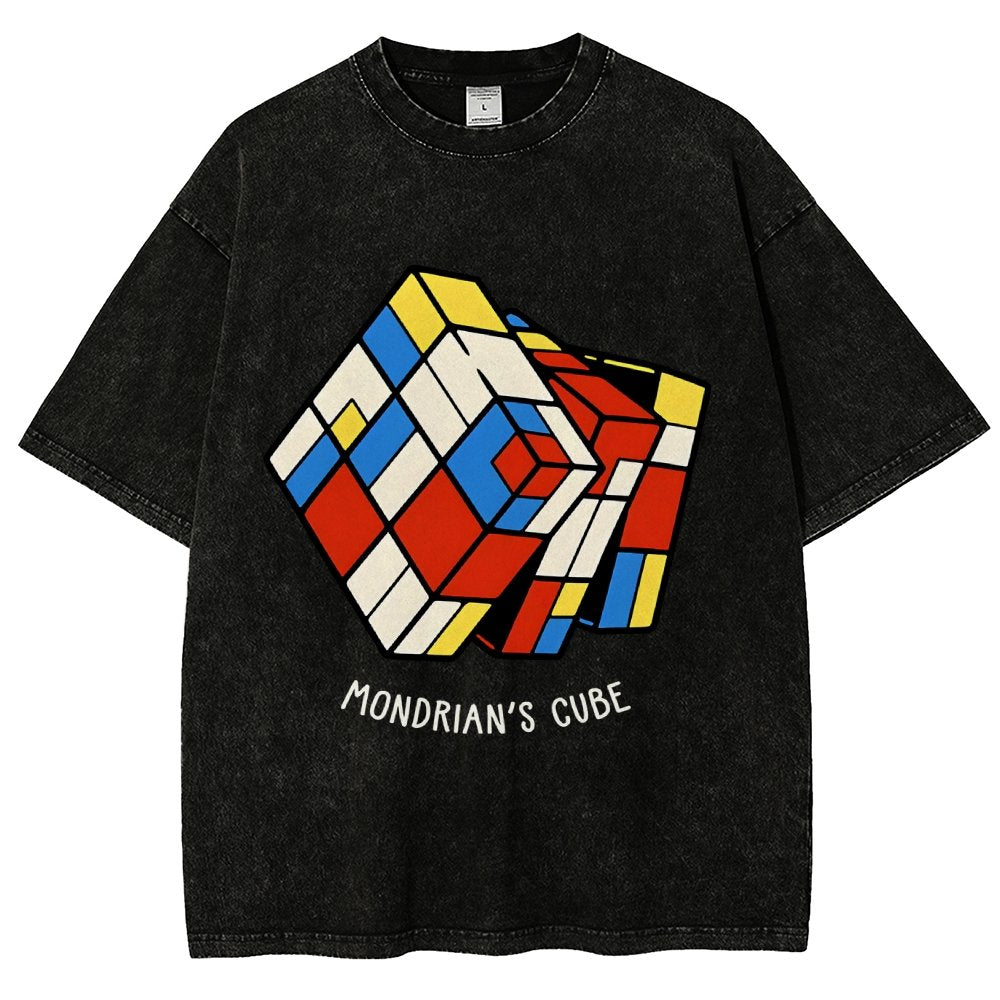 The Mondrian Rubik Cube Vintage Distressed T-shirt