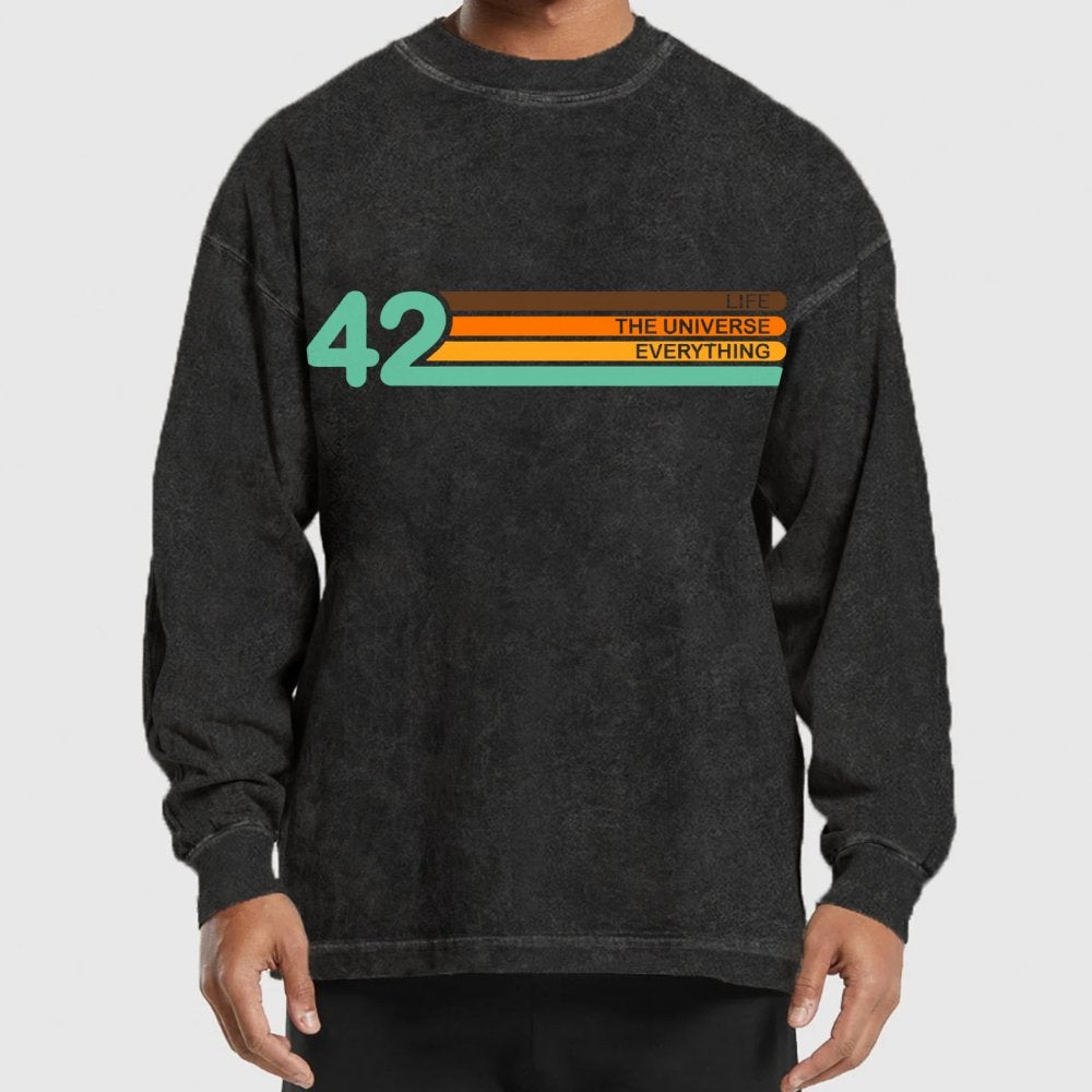 42  Life The Universe And Everything Washed Long Sleeve Tee
