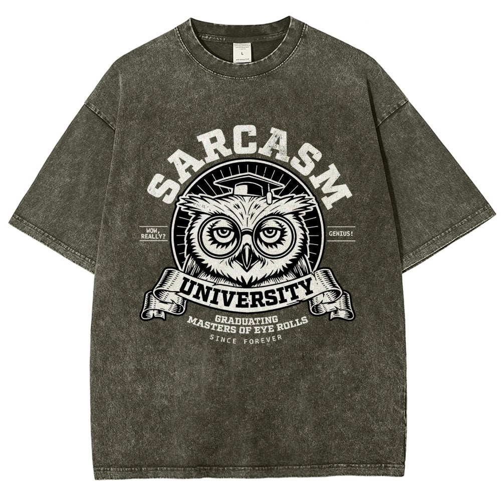 Sarcasm University-Mens-Basic Vintage Distressed T-shirt