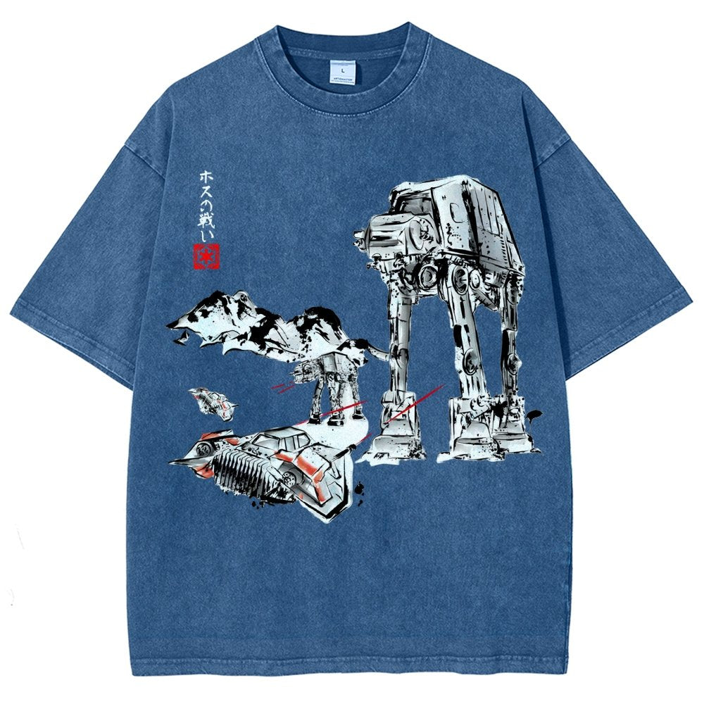 Battle In The Snow Sumi-E Vintage Distressed T-shirt